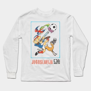 Jugoslavija 74 / Vintage Faded-Style Football Design Long Sleeve T-Shirt